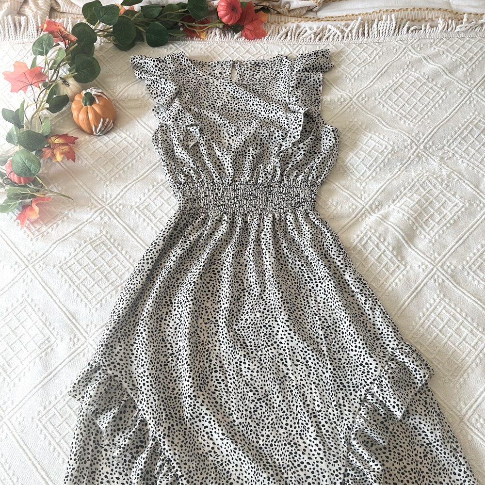 🍂Fall Dress, Dalmatian print, maxi dress.